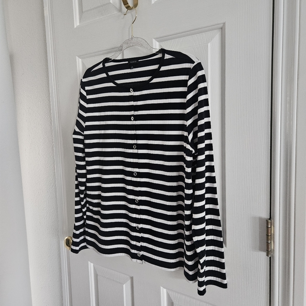NWOT Talbots Variegated Ribbed Cardigan/Button Front Ribbed Top - Picture 3 of 10